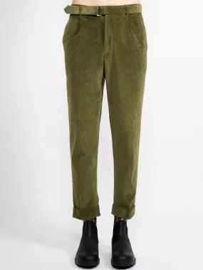Pantaloni in Velluto con Pences Verde